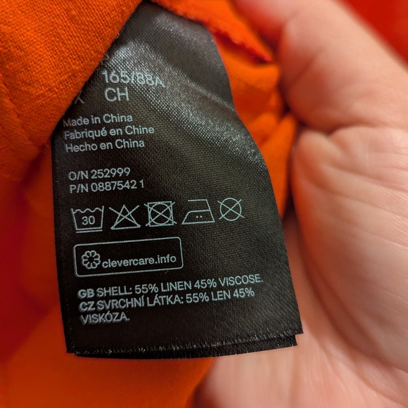 H&M Vibrant Orange Linen Blend Puff Short Sleeve Top Blouse- S - Picture 11 of 12